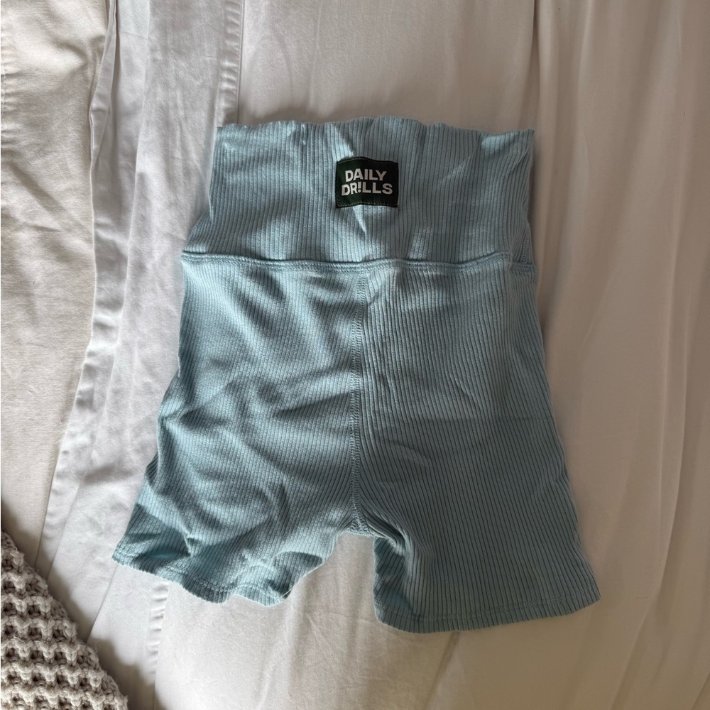 Daily Drills Ribbed Shortie Shorts in Surf